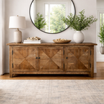 Parquetry Recycled Elm 3-Door TV Unit 160cm – styled setting