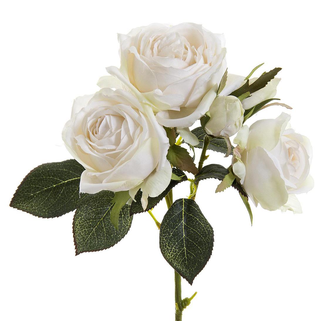 Rose Short Stem Two Buds 40cm Cream