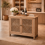 Raffles 2-Door Lattice Cabinet – styled setting, natural