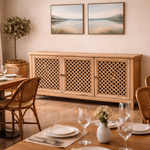 Raffles 3-Door Lattice Buffet 180cm – styled setting, natural