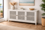 Raffles 3-Door Lattice Buffet 180cm – styled setting, white