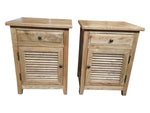 Oak Louvre Bedside Cabinets, left and right opening