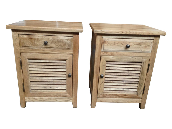 Oak Louvre Bedside Cabinet