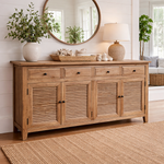 Oak Louvre 4-Drawer 4-Door Buffet 180cm – styled setting