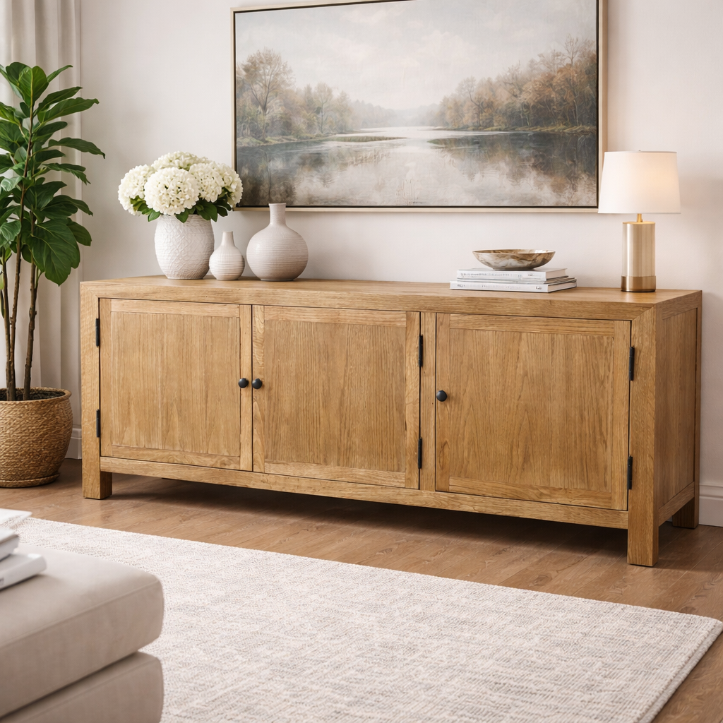 Oak 3-Door TV Unit 160cm