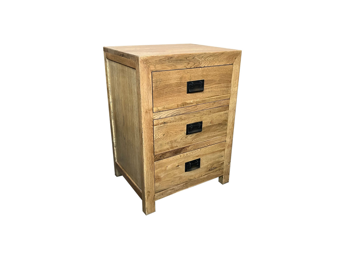 3 Drawer Oak Bedside Table