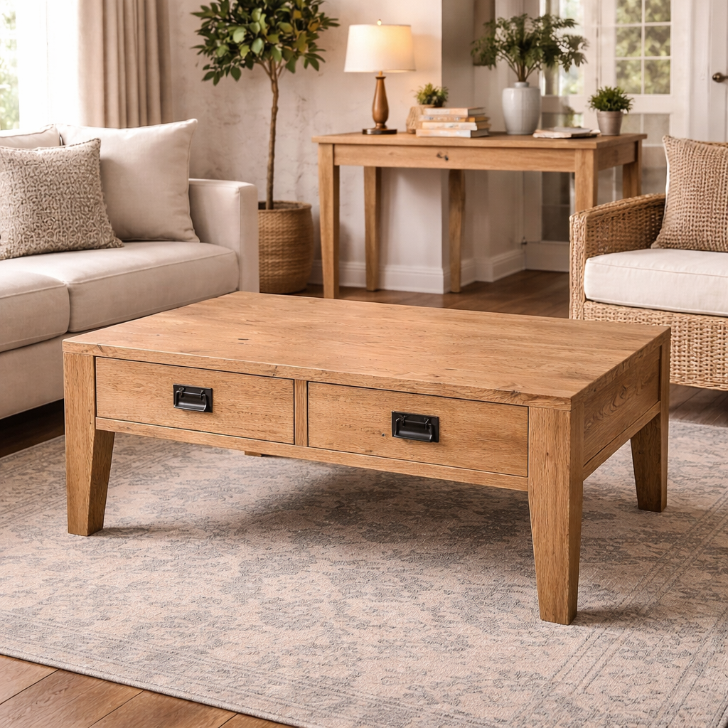 Oak Two-Way 2-Drawer Coffee Table 120cm