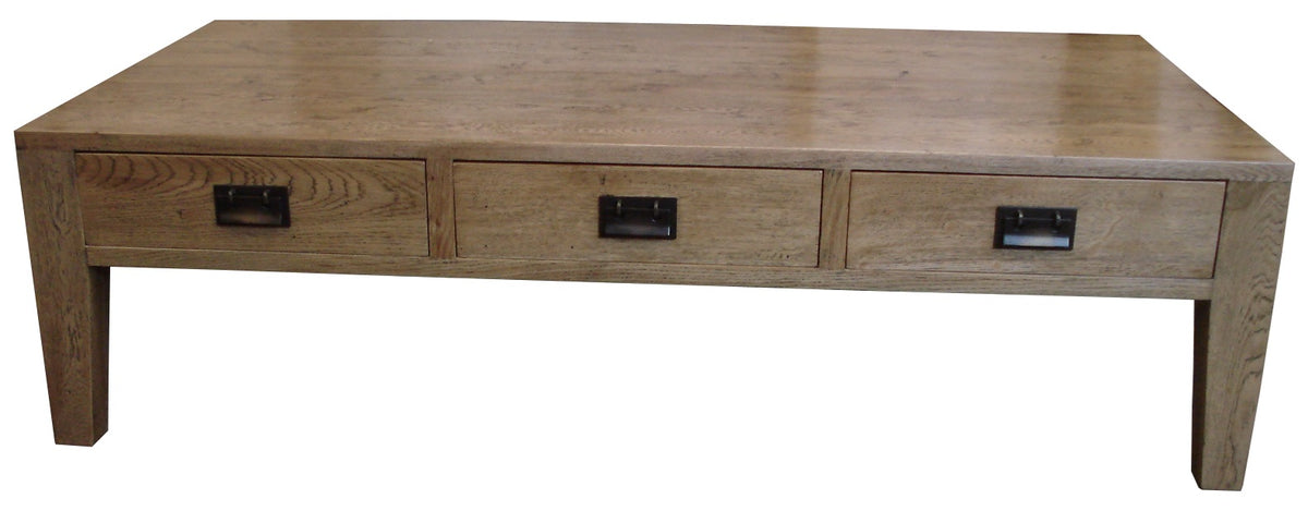Oak 3-Drawer Coffee Table