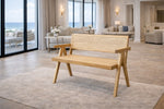 Pier Bench with Backrest in Natural in a coastal living room