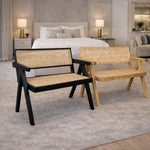 Pier Bench with Backrest in a bedroom setting