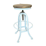 Recycled Elm and Iron Stool in White