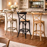 Cross Back Bar Stool Grey/Black/Natural