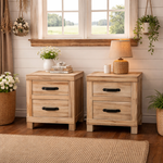 Recycled Elm Bedside Tables with Iron Handles