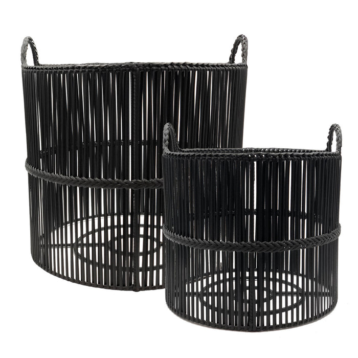 Pavillion Rhodes Outdoor Planter Set/2 Black