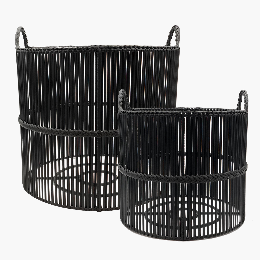 Pavillion Rhodes Outdoor Planter Set/2 Black
