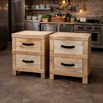 Recycled Elm Bedside Tables with Iron Handles