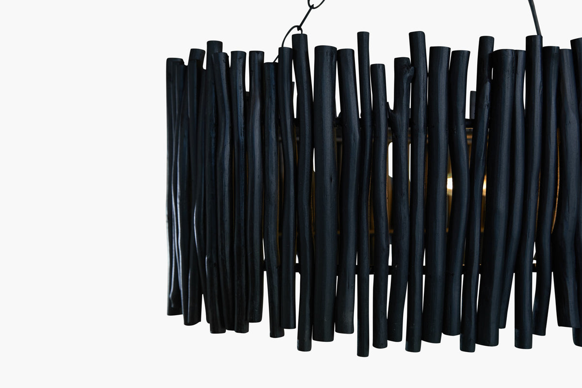 Wood Candlestick Round Chandelier