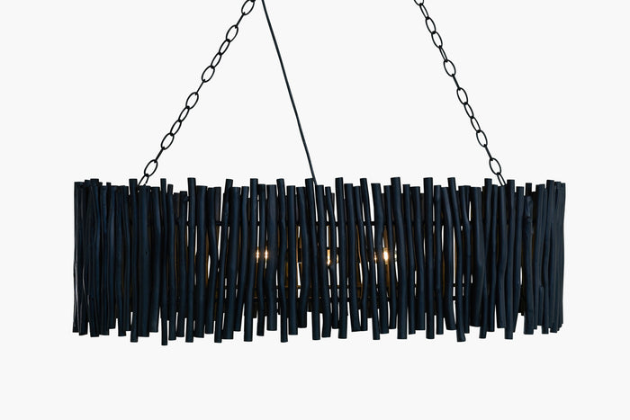 Wood Candlestick Oval Chandelier