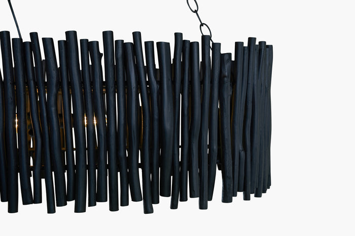 Wood Candlestick Oval Chandelier