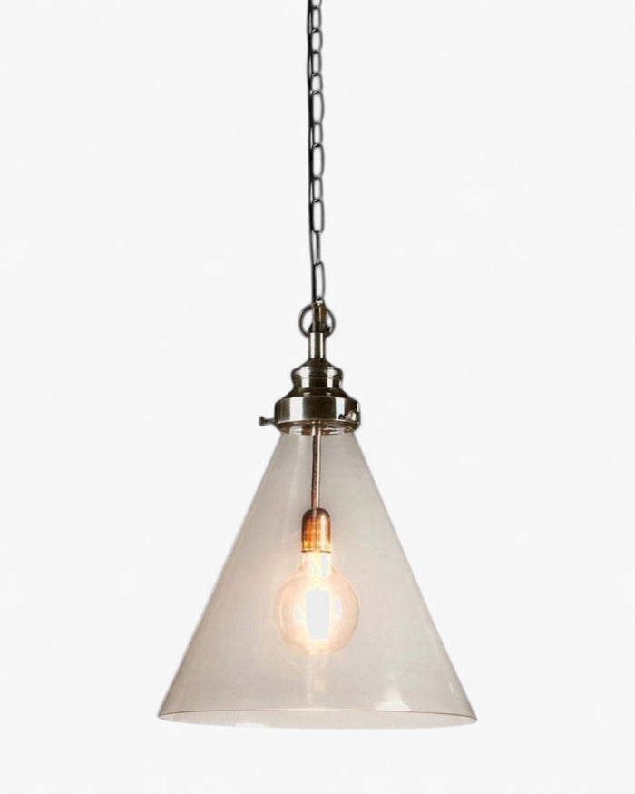 Gadsden Ceiling Pendant Medium Silver with Clear Glass