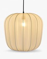 PUMPKIN CEILING PENDANT LARGE IVORY with Black Cord Drop