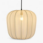 PUMPKIN CEILING PENDANT LARGE IVORY with Black Cord Drop