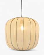 PUMPKIN CEILING PENDANT MEDIUM IVORY with Black Cord Drop