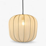 PUMPKIN CEILING PENDANT MEDIUM IVORY with Black Cord Drop