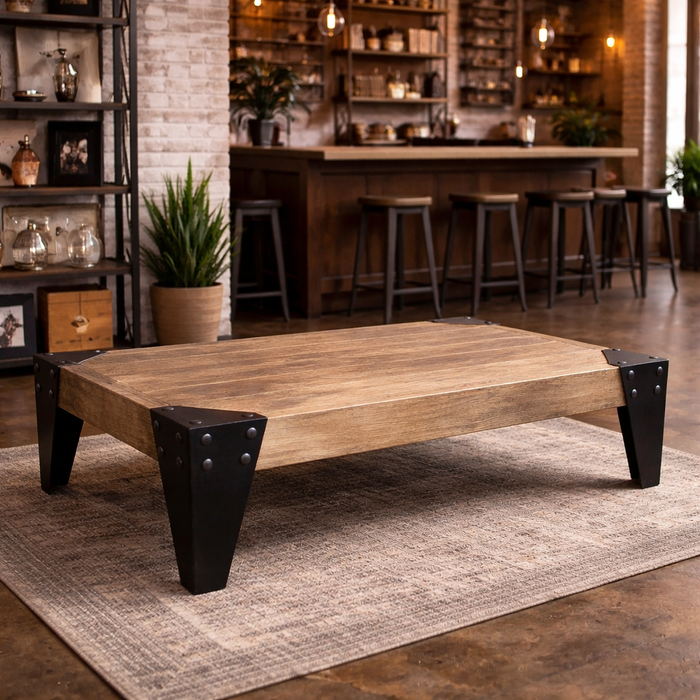 Recycled Elm and Iron Legs Coffee Table