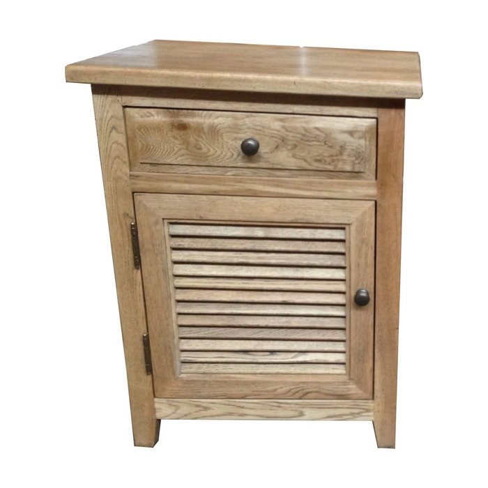 Oak Louvre Bedside Cabinet
