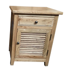 Oak Louvre Bedside Cabinet, opposite opening