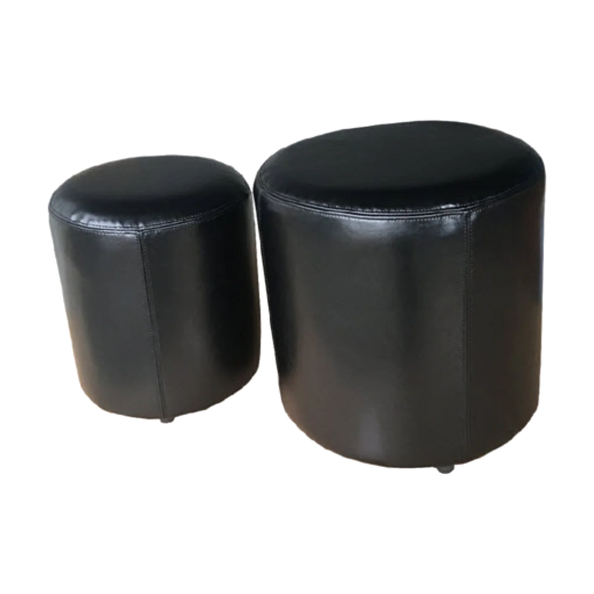 Set of 4 PU Leather Round Black Stools