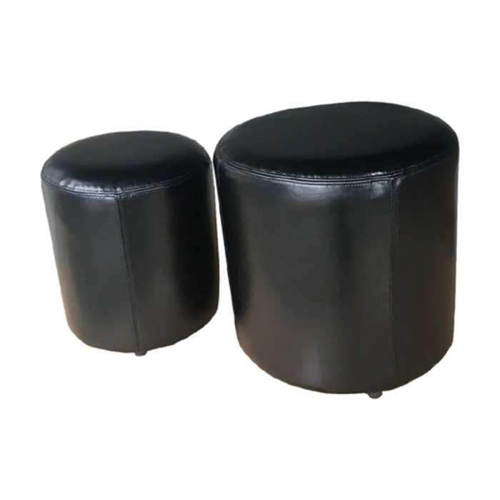 Set of 4 PU Leather Round Black Stools