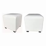 PU Leather Square Ivory Stool