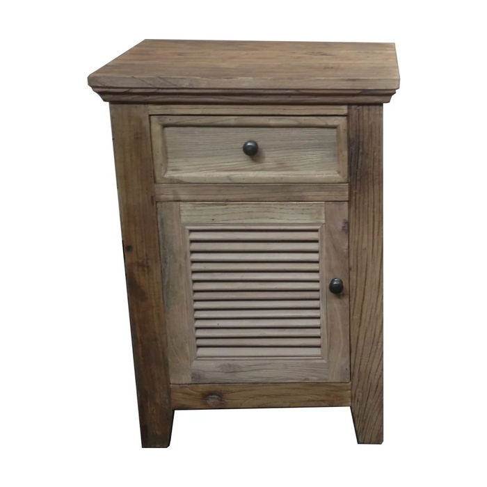 Recycled Elm Louvre Bedside Cabinet
