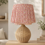 Verbena Pleated Scallop Shade in coral, pink and ochre, full view