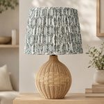 Litchfield Pleated Shade in deep green trailing print, full view