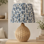 Maple Pleated Shade with soft blue floral print, full view