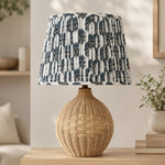 Hatfield Pleated Shade in deep blue and charcoal botanical print, full view
